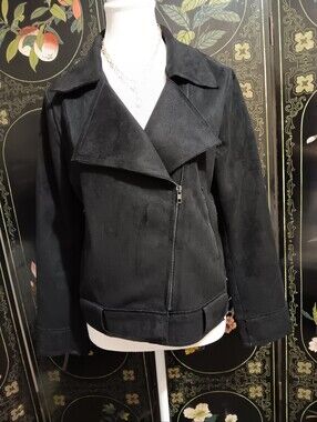 Black Faux Suede Moto Jacket